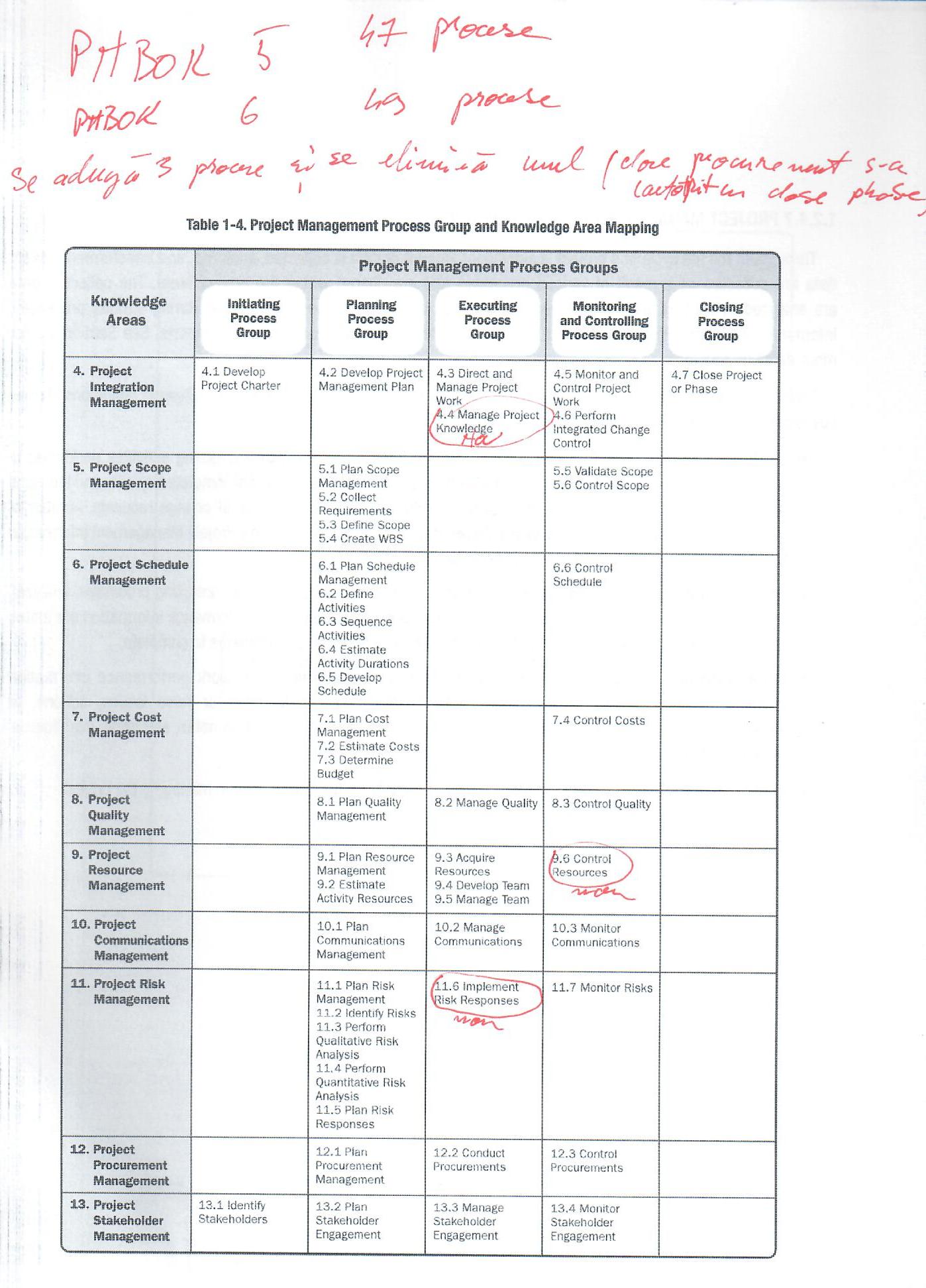 PMBOK 6 romana 49 procese
